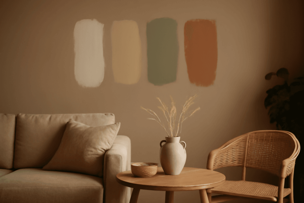 Trendy kolory wnętrz 2026 naturalne palety