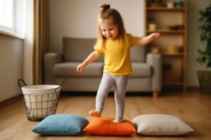 Domowe zabawy ruchowe dla dzieci z użyciem rzeczy z domu