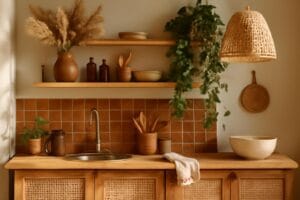 Kuchnia w stylu boho – materiały, kolory i inspiracje